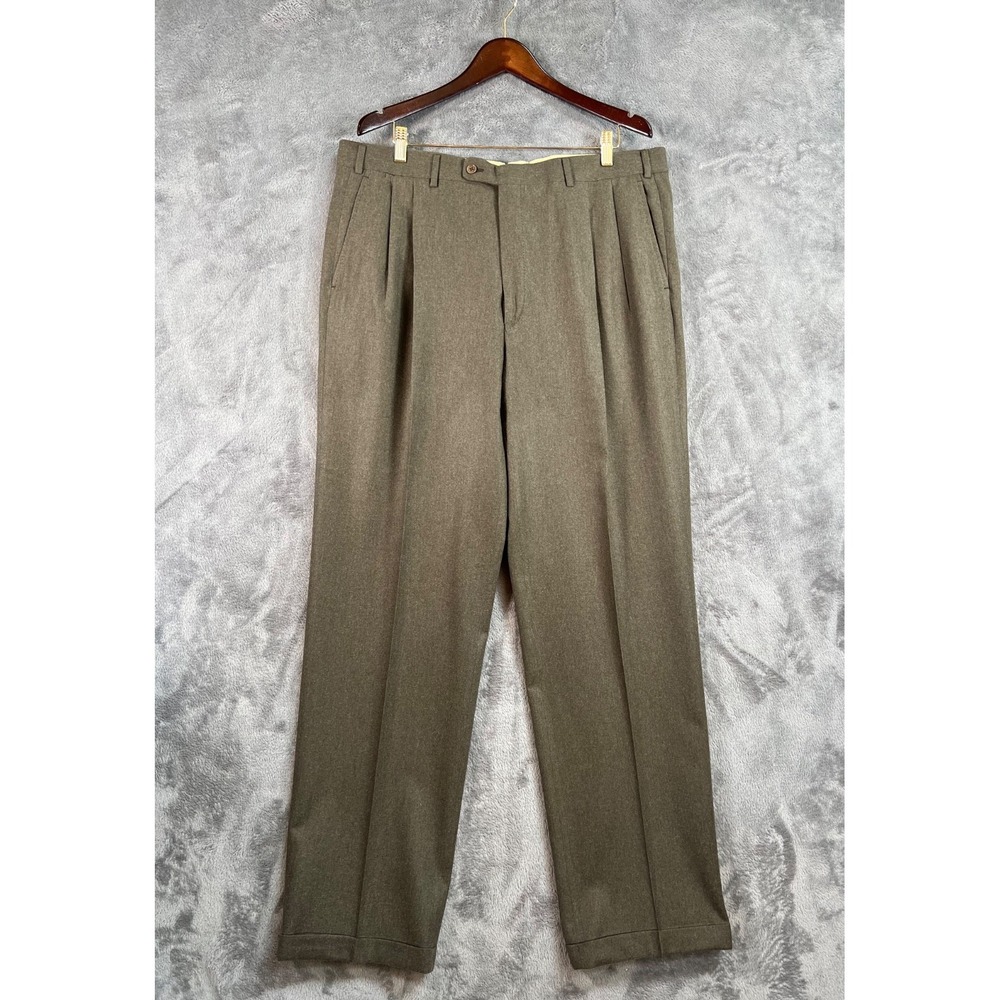 Cifonelli Trousers Mens 40 39x34.5 Brown Wool Cotton Cashmere Double Pleat Cuff